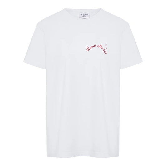Oversized white cotton T-shirt with a logo